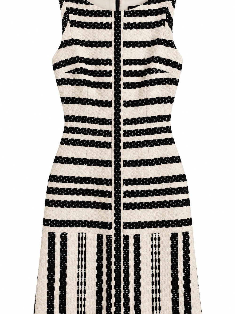 Karen Millen Black and White Striped Midi Dress